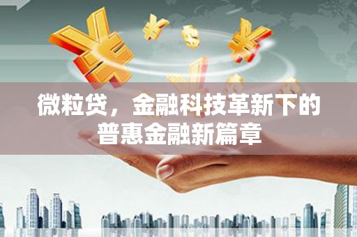 九原微粒贷，金融科技革新下的普惠金融新篇章