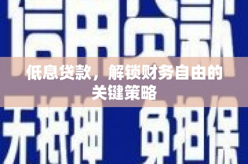 横山低息贷款，解锁财务自由的关键策略