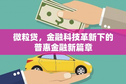 绥中微粒贷，金融科技革新下的普惠金融新篇章