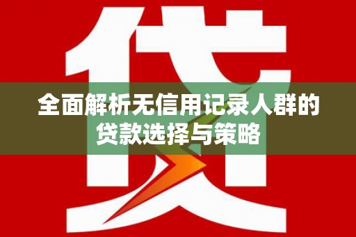石排全面解析无信用记录人群的贷款选择与策略